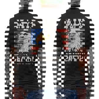 Bald Is Beautiful 4Th Of July American Flag Usa Bald Eagle Men's T-shirt Back Print - Monsterry