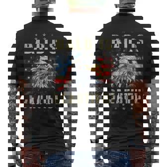 Bald Is Beautiful 4Th Of July Independence Day America Eagle Men's T-shirt Back Print | Mazezy