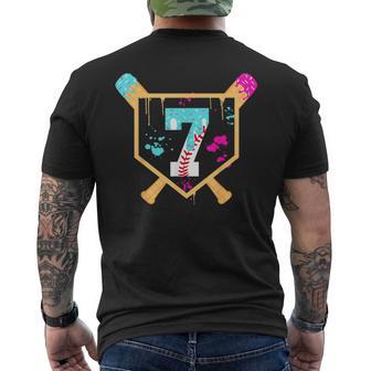 Baseball 7 Year Old Ice Cream Drip 7Th Birthday Boy 7 Men's T-shirt Back Print - Thegiftio UK