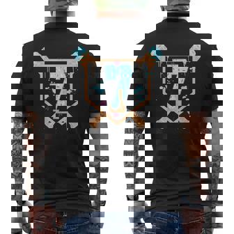 Baseball 7 Year Old Ice Cream Drip 7Th Birthday Boy Number 7 Men's T-shirt Back Print - Thegiftio