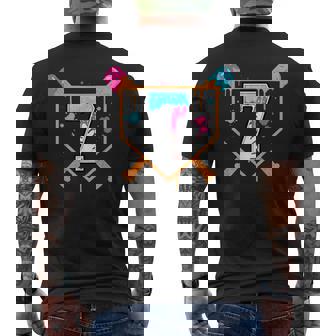 Baseball 7Th Birthday Ice Cream Drip 7 Years Old Bday Boy Men's T-shirt Back Print - Monsterry