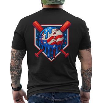 Baseball American Flag Patriotic Red White Blue 4Th Of July Men's T-shirt Back Print - Thegiftio UK