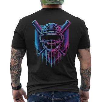 Baseball Catcher Mask Paint Dripping Baseball Fan Young Boys Men's T-shirt Back Print - Thegiftio UK