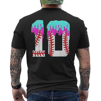 Baseball Drip 10 Year Old 10Th Birthday Boy Jersey Number 10 Men's T-shirt Back Print - Thegiftio UK