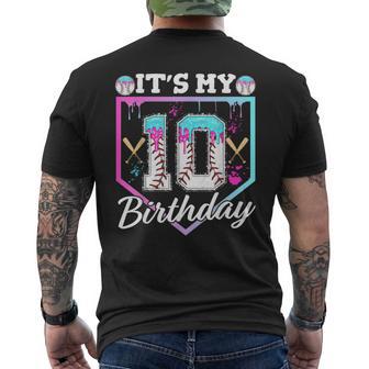 Baseball Drip 10 Year Old Ice Cream Drip 10Th Birthday Boy Men's T-shirt Back Print - Thegiftio UK