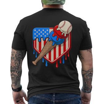 Baseball Drip 4Th Of July Usa Flag Ice Cream Drip Baseball Men's T-shirt Back Print - Thegiftio UK