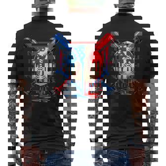 Baseball Drip American Flag Bat 4Th Of July Patriotic Boys Men's T-shirt Back Print - Thegiftio