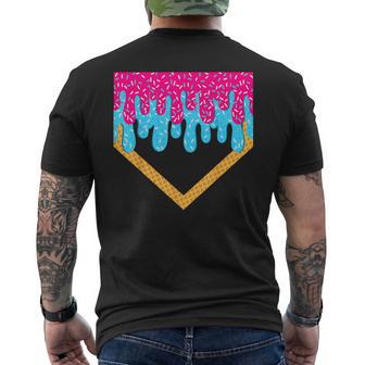 Baseball Drip Boys Home Plate Ice Cream Sprinkles Sport Fans Men's T-shirt Back Print - Thegiftio UK