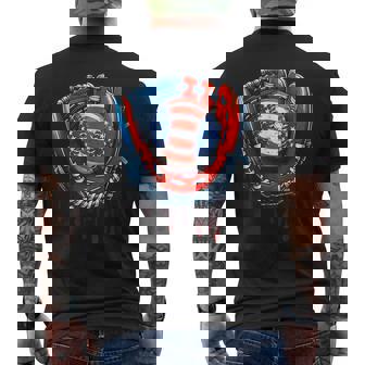 Baseball Drip Ice Cream Sprinkles 4Th Of July Baseball Glove Men's T-shirt Back Print - Monsterry