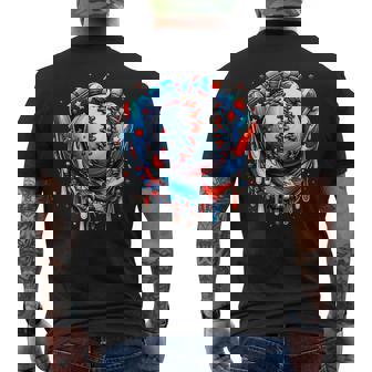 Baseball Drip Ice Cream Sprinkles Baseball Glove 4Th Of July Men's T-shirt Back Print - Monsterry