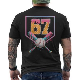 Baseball Drip Number 67 Player Or 67Th Birthday Men's T-shirt Back Print - Thegiftio UK