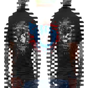 Baseball Glove Usa Flag Drip Style 4Th Of July Game Vibes Men's T-shirt Back Print - Monsterry