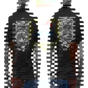 Baseball Home Plate Drip Camo Cat Military Fathers Day Men's T-shirt Back Print - Monsterry