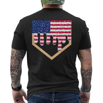 Baseball Ice Cream Drip 4Th Of July Red Blue & White Drip Men's T-shirt Back Print - Thegiftio UK