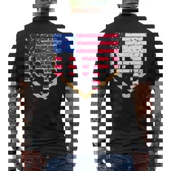 Baseball Ice Cream Drip Patriotic American Flag 4Th Of July Men's T-shirt Back Print - Thegiftio