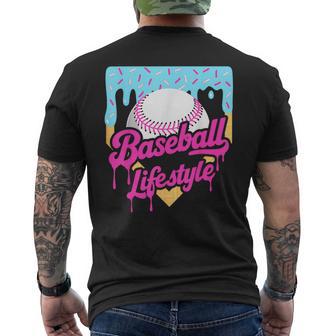 Baseball Life Lifestyle Home Plate Ice Cream Drip Boys Men's T-shirt Back Print - Thegiftio UK