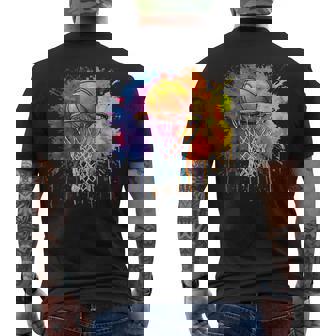 Basketball Colorful Drip Graphic Men's T-shirt Back Print - Monsterry