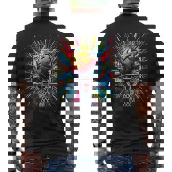 Basketball Tie Dye Color Splash Colorful Basketball Hoop Men's T-shirt Back Print | Mazezy