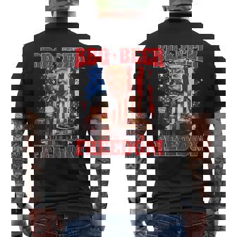 Bbq Beer Freedom Trump American Flag 4Th Of July Men's T-shirt Back Print - Monsterry
