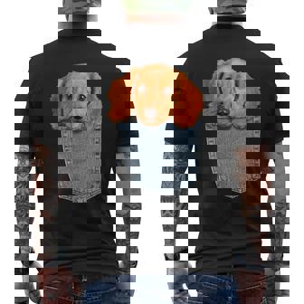 Beagle In My Pocket シャツ かわいい子犬 ダックスフンド ドッグシャツ メンズTシャツ バックプリント - Kawaiitshirt
