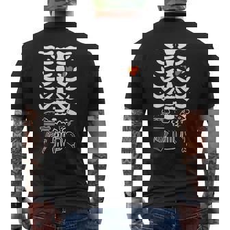 Beer Belly & Baby Skeleton Pregnancy Couples Halloween Dad Men's T-shirt Back Print - Monsterry