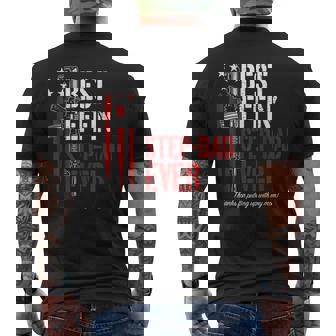 Best Effin’ Step Dad Ever Daddy Gun Rights American Flag Men's T-shirt Back Print - Thegiftio UK