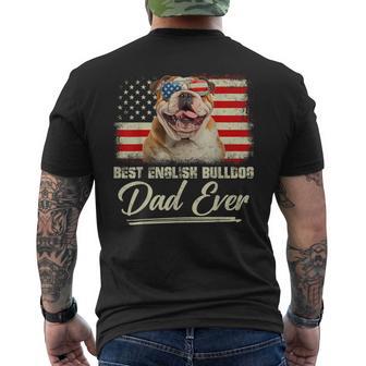 Best English Bulldog Dad Ever Daddy Usa Flag Fathers Day Men Men's T-shirt Back Print - Thegiftio UK