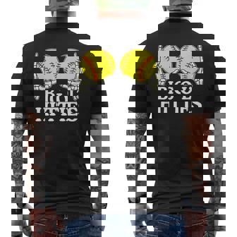 Big Ol’ Hitties Softball Skeleton Hands Softball Men's T-shirt Back Print | Mazezy