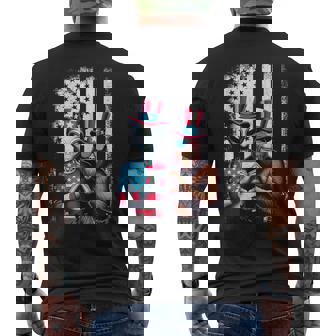 Bigfoot Alien Sasquatch American Flag Patriotic 4Th Of July Men's T-shirt Back Print - Thegiftio UK