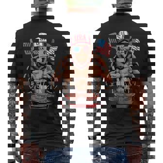 Bigfoot Bbq 4Th Of July Patriotic Sasquatch Usa Flag Men's T-shirt Back Print | Mazezy