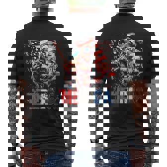 Bigfoot Merica Rock American Flag Patriotic 4Th Of July Men's T-shirt Back Print | Mazezy