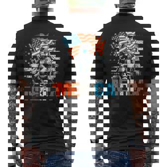 Bigfoot Merica Rock American Flag Patriotic Sasquatch 4Th Of Men's T-shirt Back Print | Mazezy
