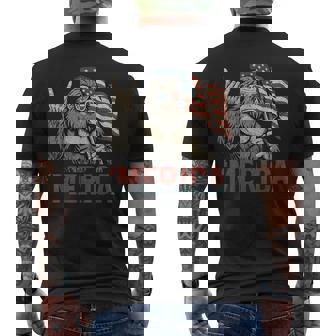 Bigfoot Merica Rock American Flag Patriotic Usa 4Th Of July Men's T-shirt Back Print - Monsterry
