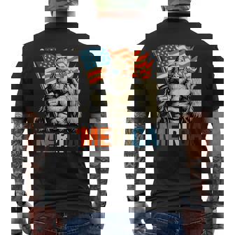 Bigfoot Merica Rock Patriotic American Flag 4Th Of July Men's T-shirt Back Print - Monsterry