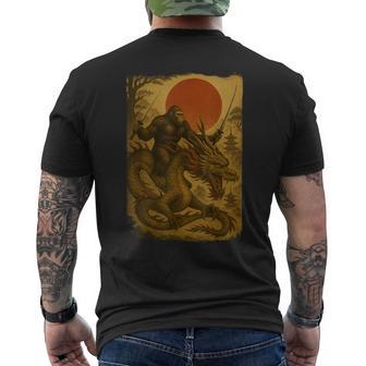 Bigfoot Ninja Riding Dragon Japanese Samurai Ukiyo-E Bigfoot Men's T-shirt Back Print - Thegiftio UK