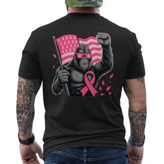 Bigfoot Pink Ribbon Breast Cancer Awareness Month Men Men's T-shirt Back Print - Thegiftio UK