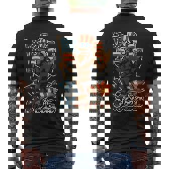 Bigfoot Rock Merica American Flag Patriotic 4Th Of July Men's T-shirt Back Print - Monsterry