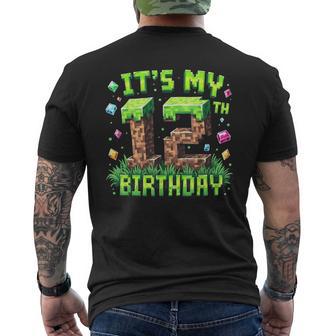 Birthday Boy It's My 12Th Birthday Video Game Pixel Men's T-shirt Back Print - Thegiftio UK
