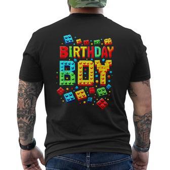 Birthday Boy Master Builder Building Blocks Bricks Men's T-shirt Back Print - Thegiftio UK