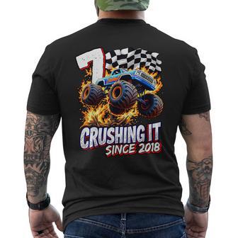 Birthday Monster Truck 7 Year Old Boys 7Th Party Born 2018 Men's T-shirt Back Print - Thegiftio UK