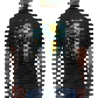 Black Cats Lover Starry Night Vincent Van Gogh Men's T-shirt Back Print | Mazezy
