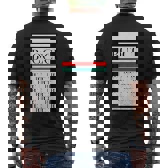 Bocci ぼっち ロゴ 総柄 緑 赤 イタリア国旗風【変なデザイン屋さん】陰キャ オタク ブランド パロディ 面白 メンズTシャツ バックプリント - Kawaiitshirt