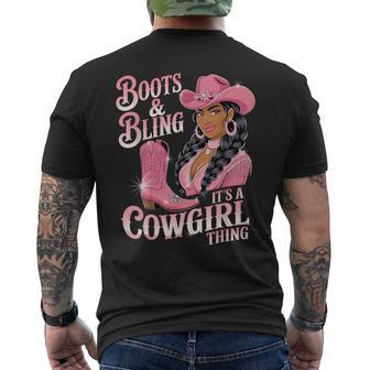 Boots And Bling It's A Cowgirl Thing Melanin Black Cowgirl Men's T-shirt Back Print - Thegiftio