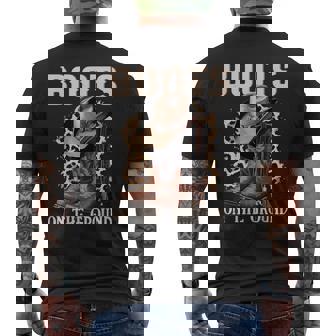 Boots On Da Ground Leopard Cowboy Western Cowgirl Linedance Men's T-shirt Back Print - Thegiftio