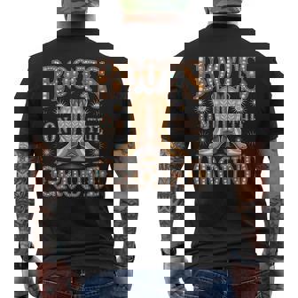 Boots On The Ground Black Cowgirl Western Where Them Fans At Men's T-shirt Back Print | Seseable UK