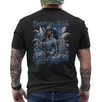 Boots On The Ground Denim And Diamonds Cowgirls Western Men's T-shirt Back Print - Thegiftio