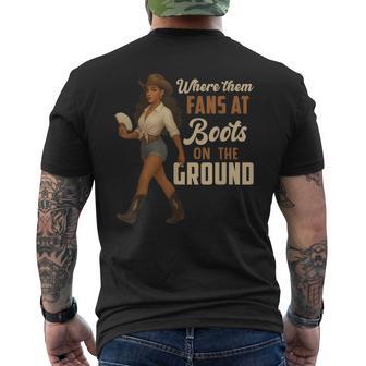 Boots On The Ground Junenth Cowgirl Where Them Fans At Men's T-shirt Back Print - Thegiftio UK