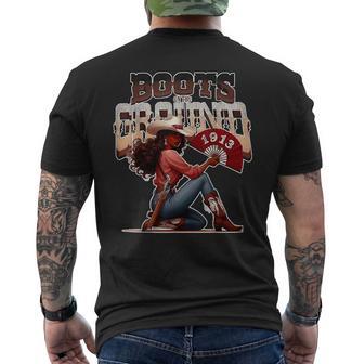 Boots On The Ground Where Them Fans At Men's T-shirt Back Print - Thegiftio UK