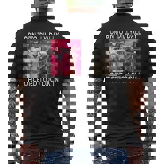 Born To Dilly Dally Forced To Lock In Cat Meme Men's T-shirt Back Print | Mazezy