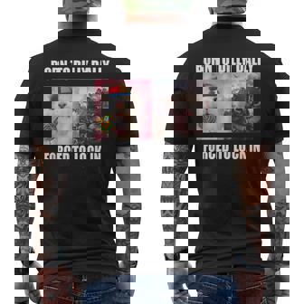 Born To Dilly Dally 強制的にロックインキャット ミーム メンズTシャツ バックプリント - Kawaiitshirt